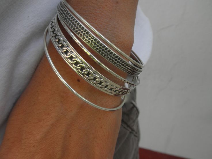 Bracelets For Ladies: Set of 5 sterling silver bangle bracelets