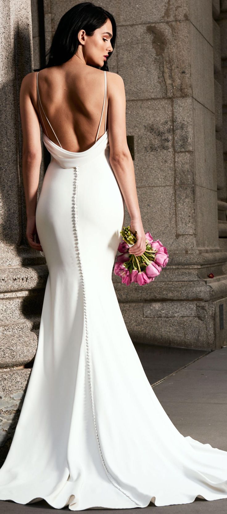 crepe fit and flare wedding dress